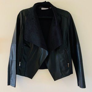 NWOT Bagatelle vegan leather & suede drape jacket